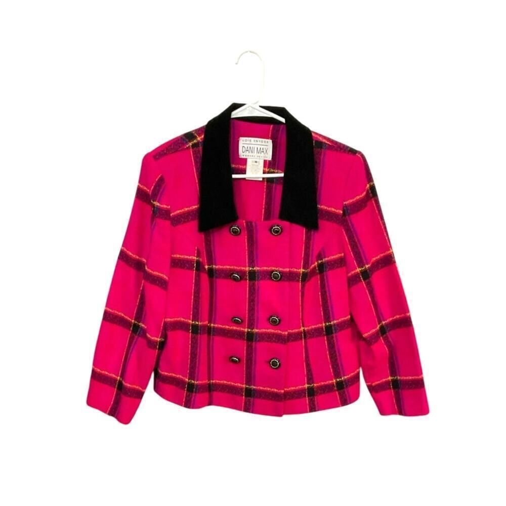 VTG 90s Blazer Plaid Hot Pink Blazer Lois Snyder Dani Max Sz16P X-Large Preppy